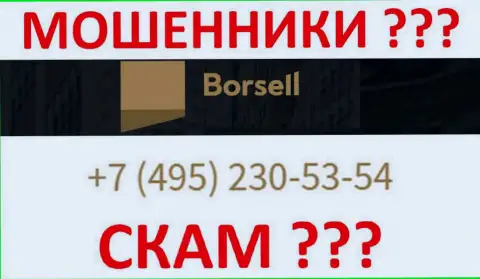 С какого номера телефона станут названивать internet-ворюги из организации Борселл неизвестно, у них их немало