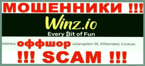 Неправомерно действующая компания Winz Casino пустила корни в офшоре по адресу: Julianaplein 36, Willemstad, Curaçao, осторожнее