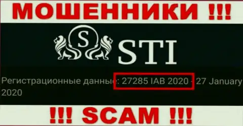 Номер регистрации StokOptions, который мошенники показали у себя на интернет-странице: 27285 IAB 2020