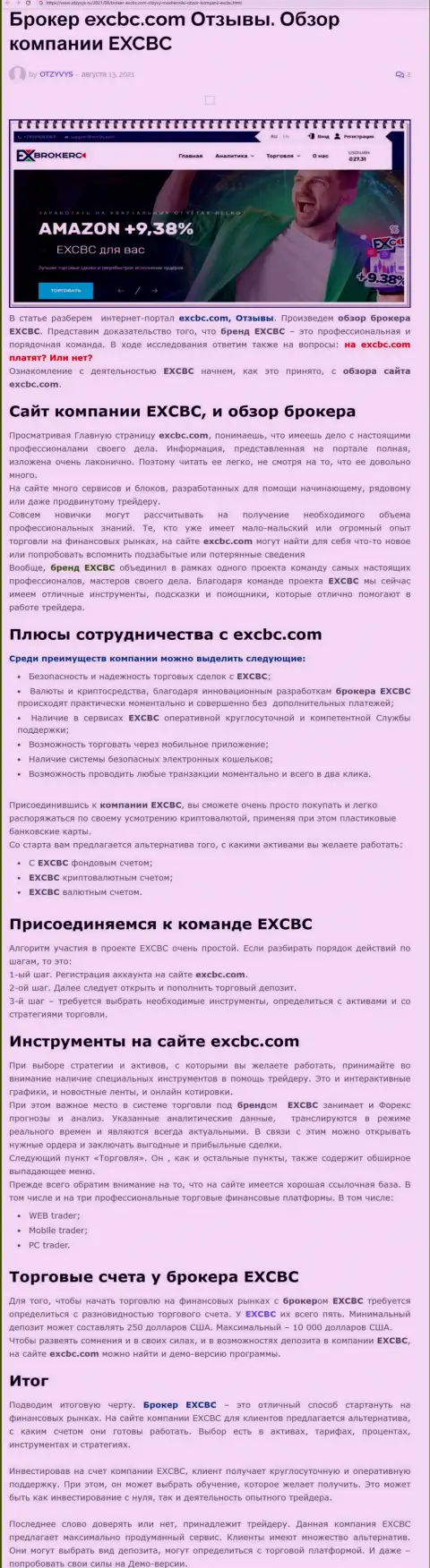 Обзорный материал о ФОРЕКС организации ЕХ Брокерс на онлайн-сервисе Otzyvys Ru