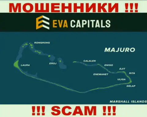 С EvaCapitals слишком рискованно взаимодействовать, адрес регистрации на территории Маршалловы Острова, Маджуро