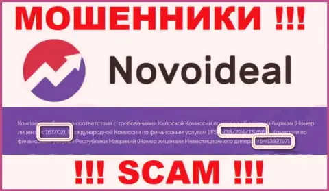 Не взаимодействуйте с NovoIdeal Com, зная их лицензию, предложенную на сайте, Вы не убережете свои денежные активы