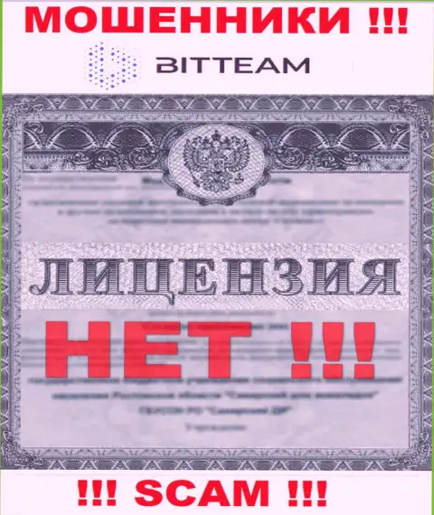 Bit Team - это кидалы !!! У них на веб-сайте не показано разрешения на осуществление их деятельности
