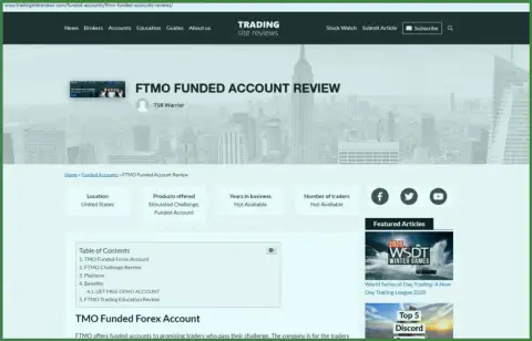 Обзор FTMO Com, позаимствованный на одном из сайтов-отзовиков