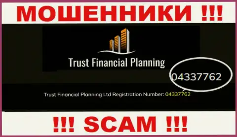 Регистрационный номер неправомерно действующей организации Trust-Financial-Planning - 04337762