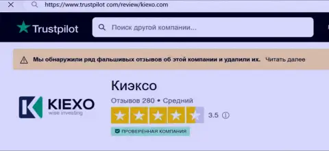 Оценка условий для торговли дилинговой компании KIEXO на сайте trustpilot com