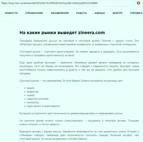 Публикация о внушительном ряде инструментов для трейдинга дилингового центра Zinnera, предоставленная на сайте tvoy-bor ru