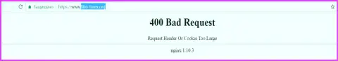 Официальный ресурс форекс брокера Фибо-форекс Орг некоторое количество дней вне доступа и выдает - 400 Bad Request (ошибка)