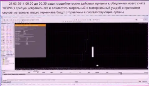 Скрин с экрана с доказательством обнуления счета в Ru GrandCapital Net