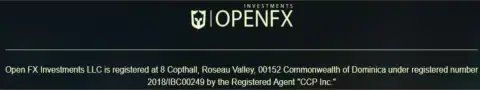 Место регистрации форекс брокера Open FX Investments LLC